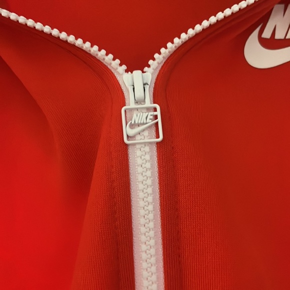 Nike Women’s Cropped Warmup/Track Jacket- Deep Orange White/black/yellow stripe - Picture 9 of 9